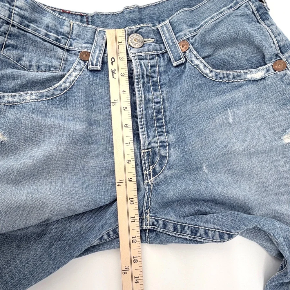 True Religion Marco Big T Jeans Mens 30 Light Wash Blue‎ Distressed Straight